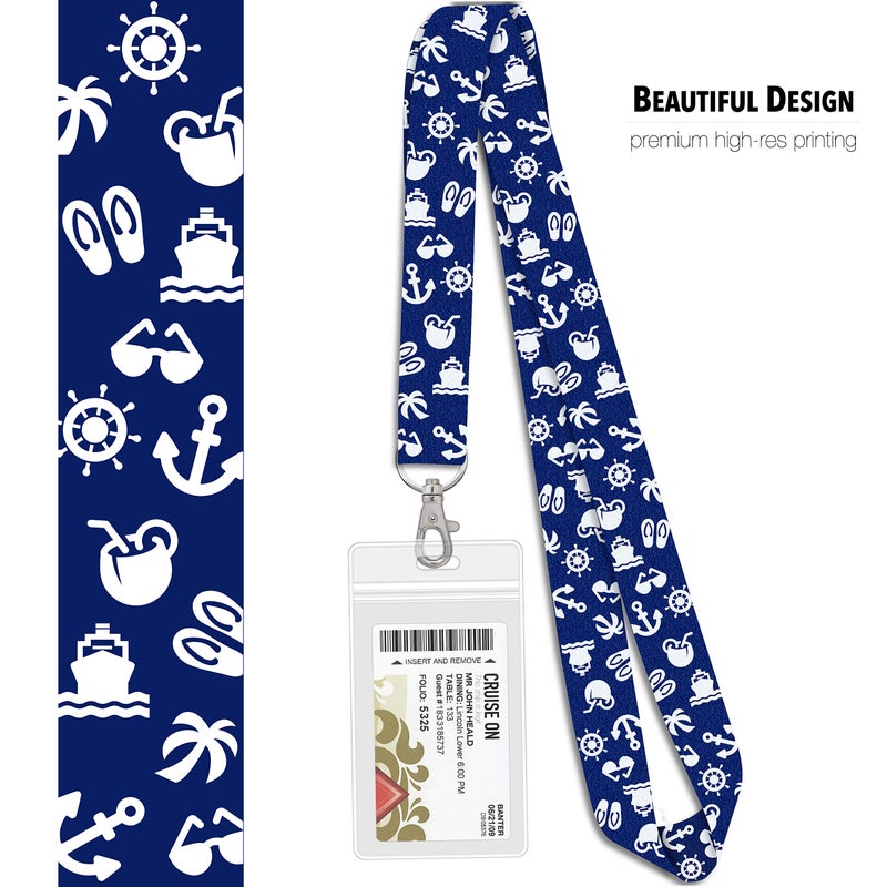 Cruise On Lanyard Essentials (2-Pack) for 2026 & 2027, ID Holder, Detachable Key Card Badge & Waterproof Ship Card Holder for Cruise Cards (Blue Nautical) - Image 5